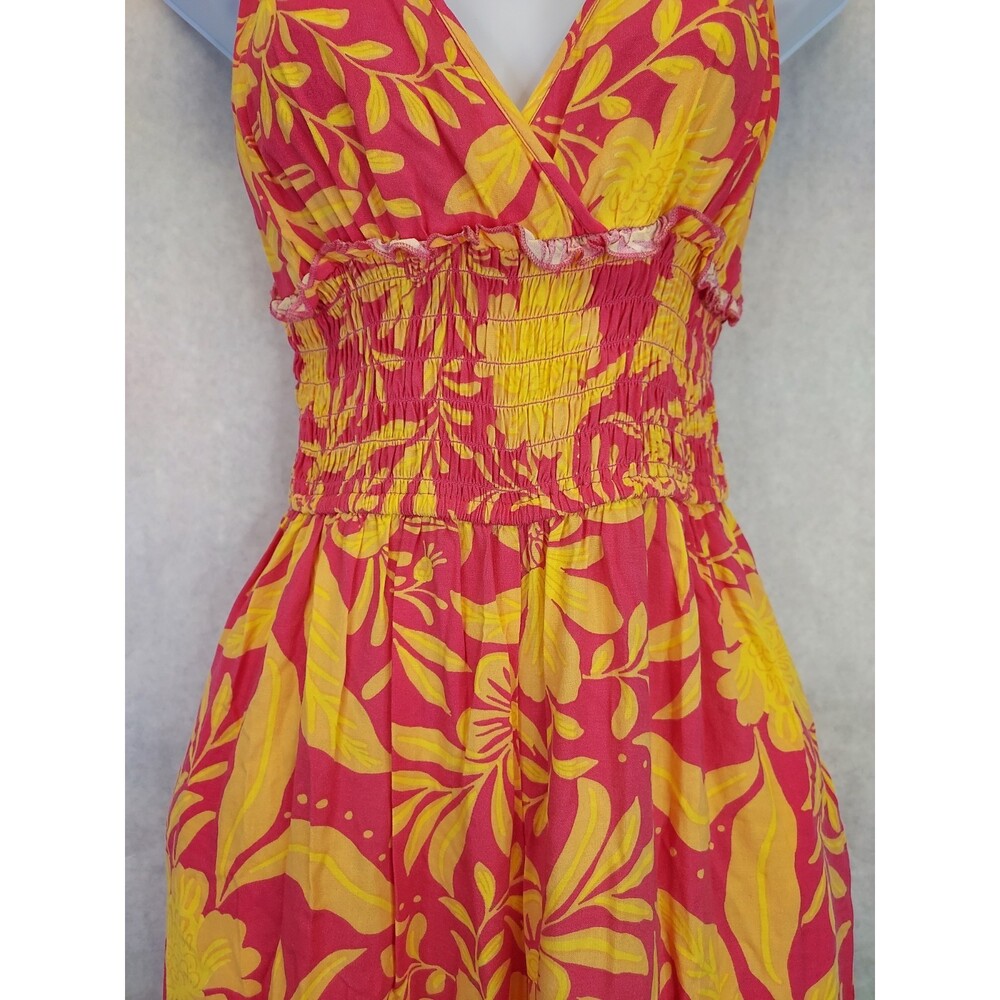 Patrons Of Peace Arcadia Jumpsuit Women's M Tropical Floral Smocked Top Wide Leg - Picture 6 of 16